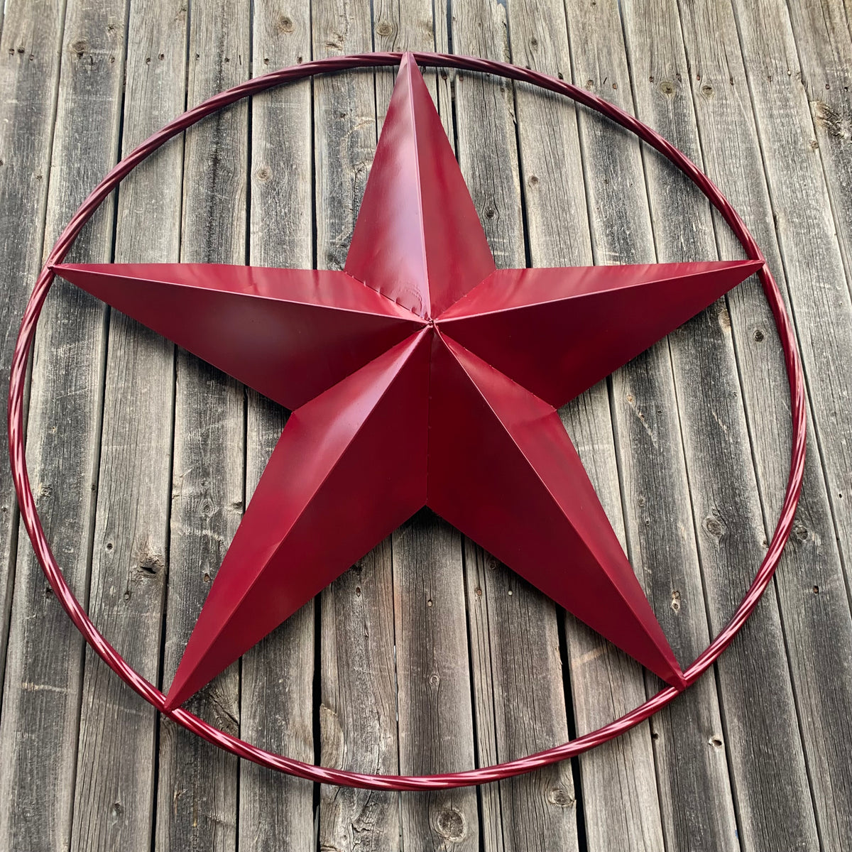 CRANBERRY BURGUNDY STAR RED STAR BARN METAL LONESTAR TWISTED ROPE RING WALL ART WESTERN HOME DECOR BRAND NEW