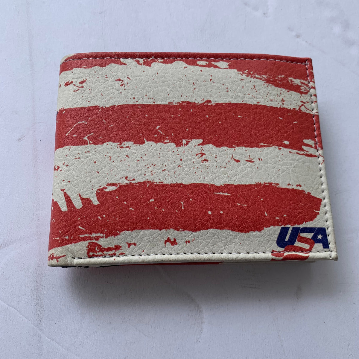 5" USA FLAG RED WHITE BLUE WALLET LEATHER BIFOLD WALLET NEW