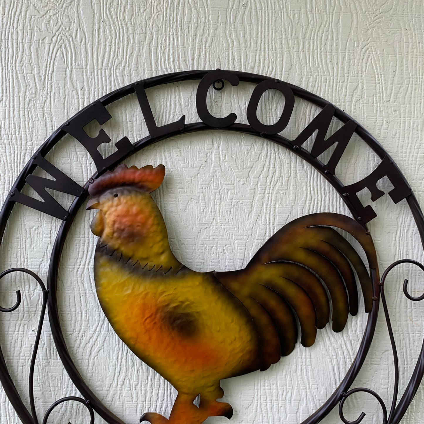 ROOSTER WELCOME 24" METAL SCROLL STYLE WESTERN HOME DECOR HANDMADE NEW-#EH10143