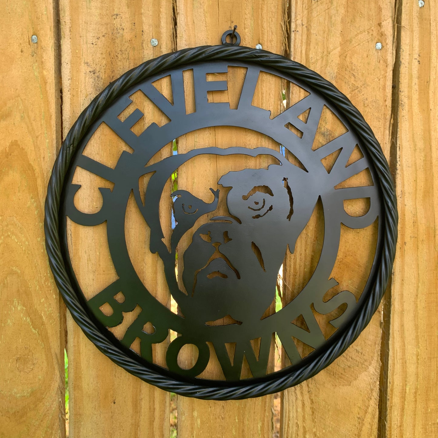 CLEVELAND BROWNS METAL CUSTOM VINTAGE CRAFT ART HANDMADE RUSTIC BLACK