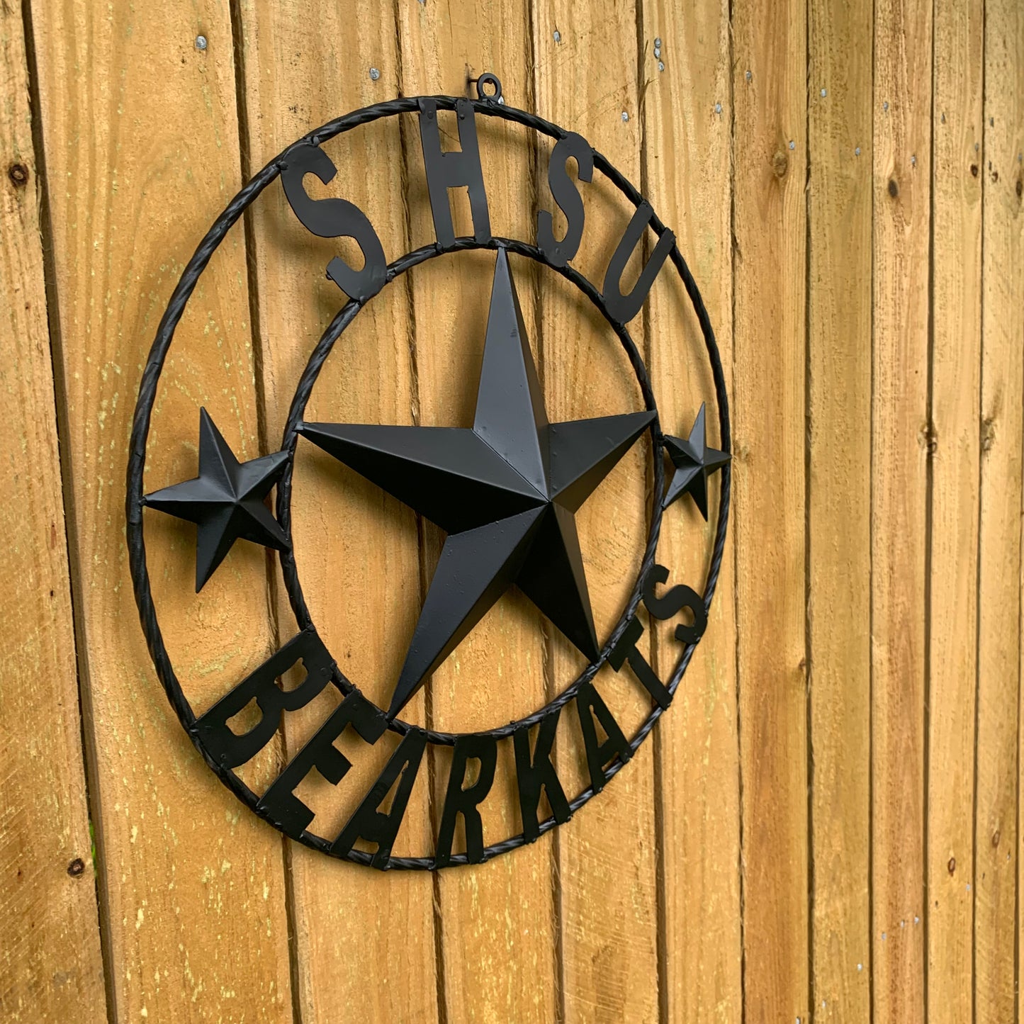 24",32" SHSU SAM HOUSTON BEARKATS RUSTIC BLACK METAL CUSTOM VINTAGE CRAFT RUSTIC BLACK TEAM STAR HANDMADE