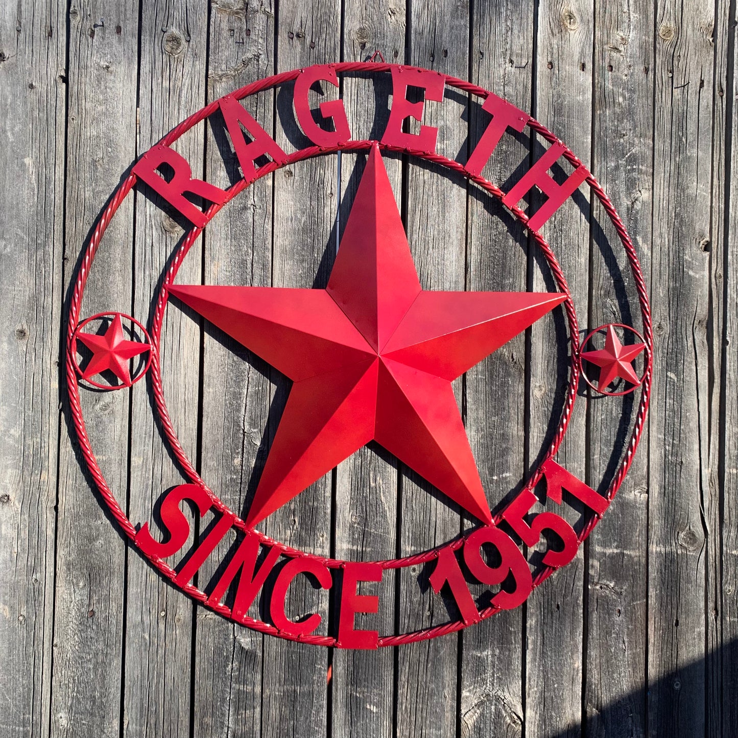 PHILLIPS STYLE YOUR CUSTOM STAR METAL NAME RUSTIC BURGUNDY RED PHILLIPS CUSTOM 3d STAR METAL NAME BARN STAR TWISTED ROPE RING DESIGN METAL WALL ART HOME DECOR ANY SIZE