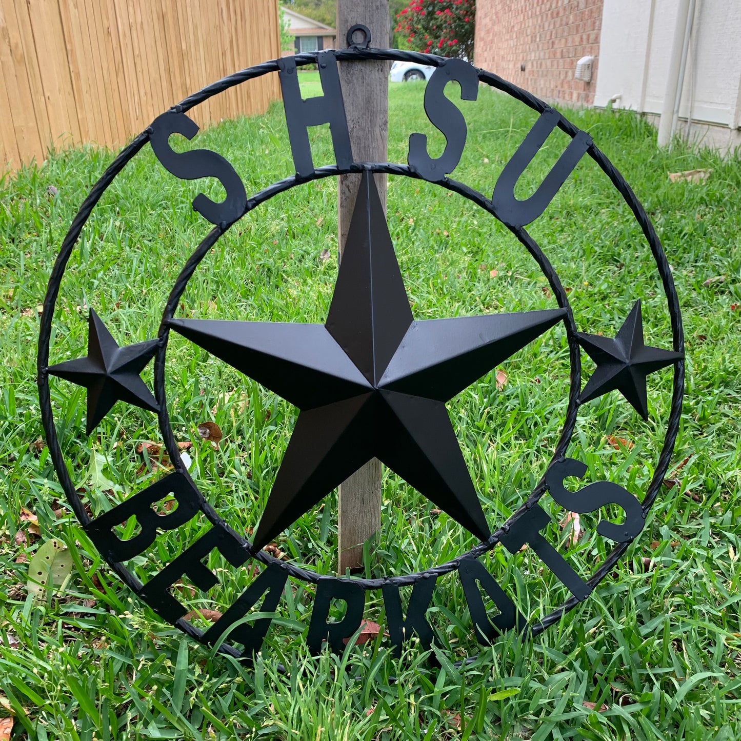 24",32" SHSU SAM HOUSTON BEARKATS RUSTIC BLACK METAL CUSTOM VINTAGE CRAFT RUSTIC BLACK TEAM STAR HANDMADE