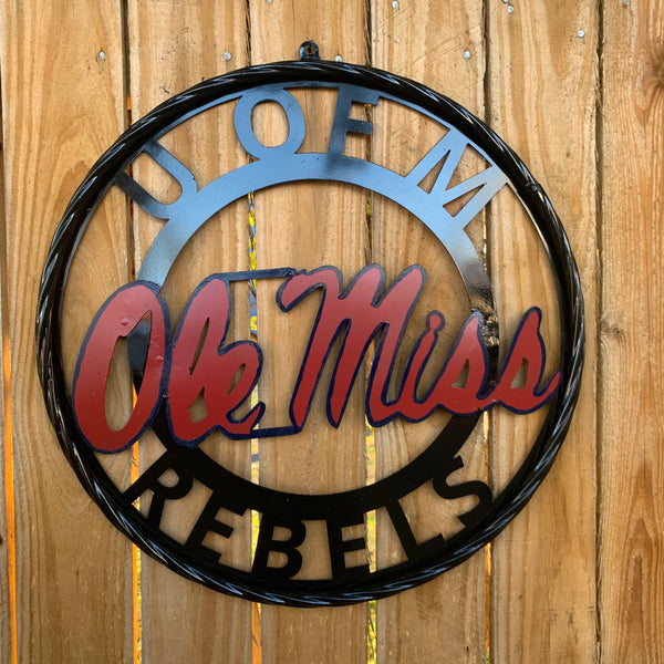 OLE MISS REBELS MISSISSIPPI METAL CUSTOM VINTAGE CRAFT TEAM SIGN HANDMADE