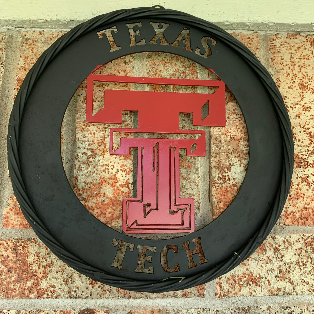 12", 18", 24", 32" TEXAS TECH WIDE BAND RING RED & BLACK CUSTOM METAL VINTAGE CRAFT TEAM SIGN