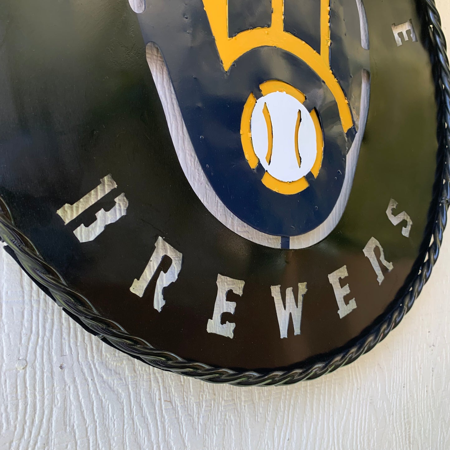 24" MILWAUKEE BREWERS WIDE BAND DISC CUSTOM METAL VINTAGE CRAFT TEAM SPORTS SIGN HANDMADE