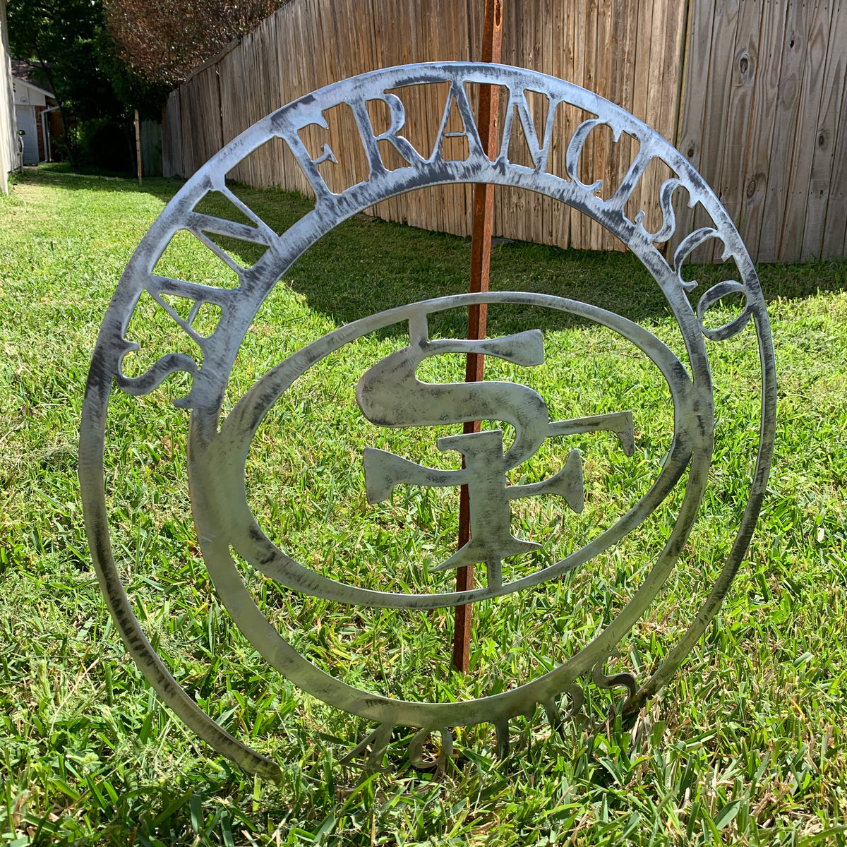 SAN FRANCISCO 49ERS METAL CUSTOM VINTAGE RAW METAL CRAFT TEAM SIGN HANDMADE 12",18",24",32",36",40",50"