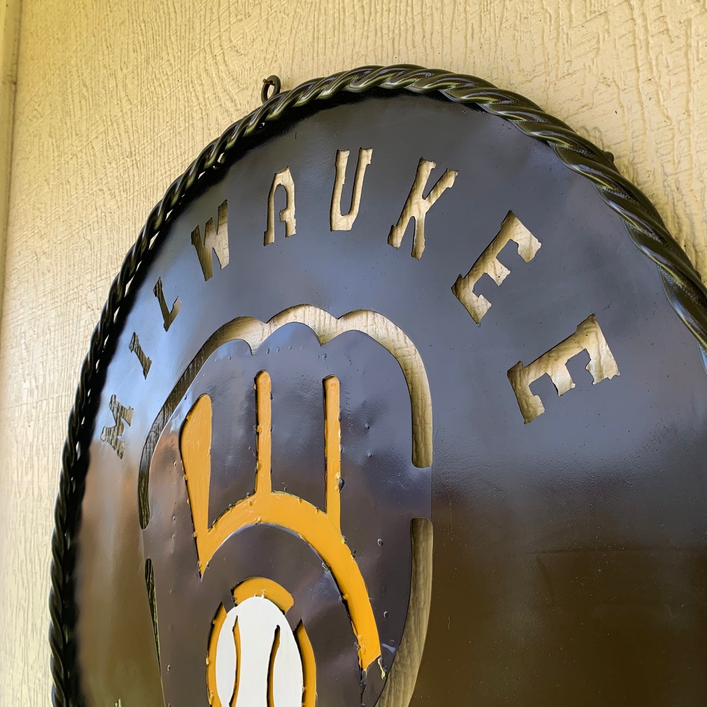 24" MILWAUKEE BREWERS WIDE BAND DISC CUSTOM METAL VINTAGE CRAFT TEAM SPORTS SIGN HANDMADE