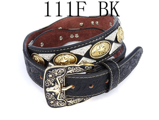 WS _ 111F BK STAR BELT GENUINE LEATHER WESTERN BELTS FASHION NEW STYLE