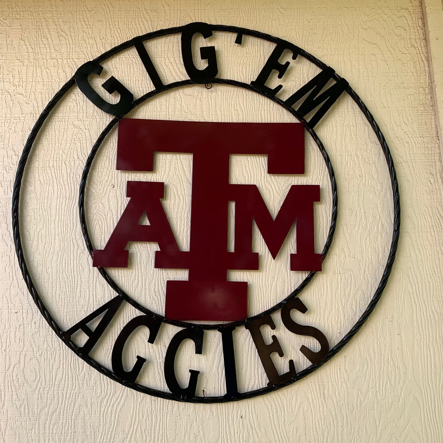 GIGEM AGGIES CUSTOM METAL VINTAGE CRAFT SIGN TEAM WESTERN HOME DECOR HANDMADE