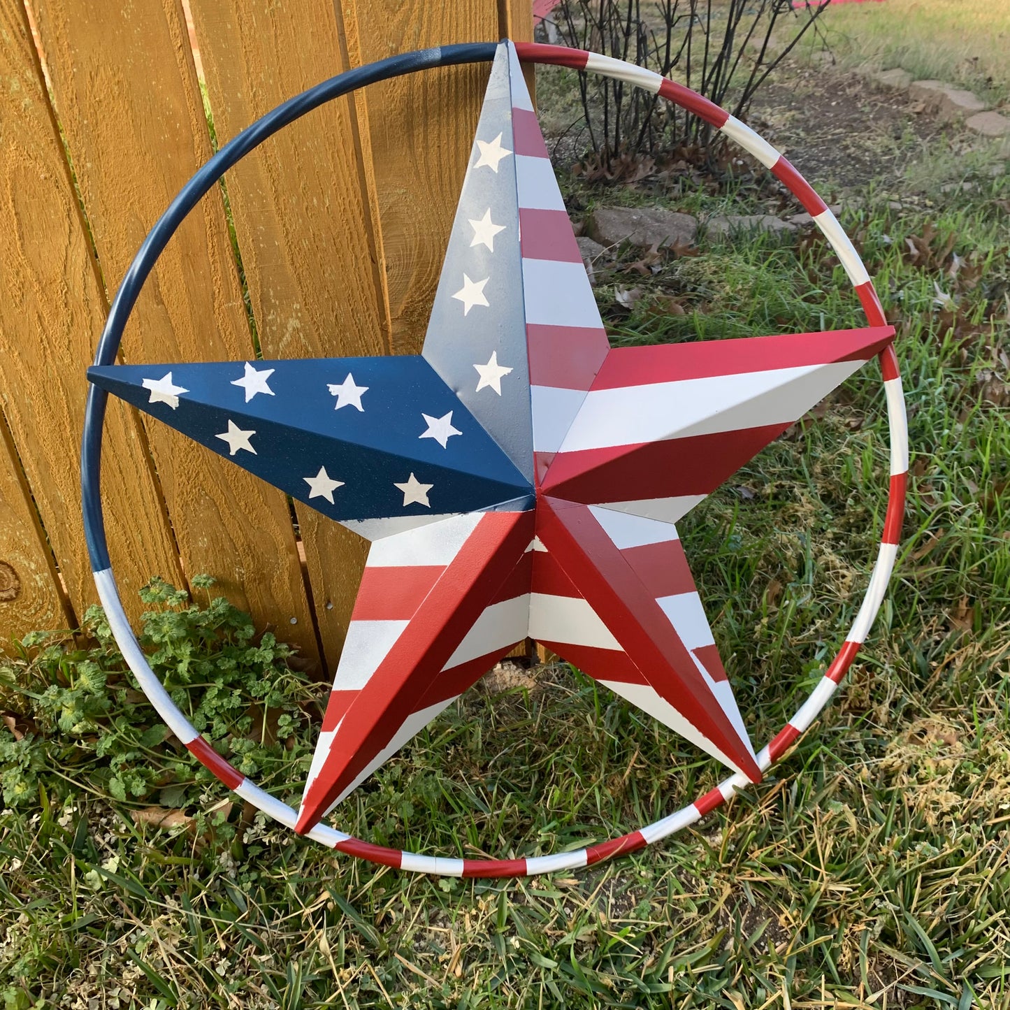 PEACE STAR SIGN METAL RED WHT BLUE STAR WESTERN HOME DECOR HANDMADE 12",16",24",32"36",38",40",48"