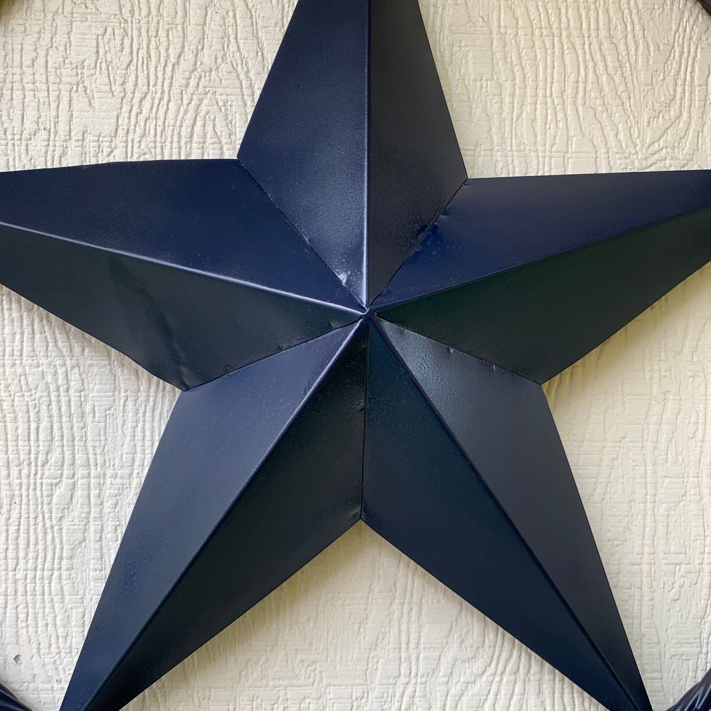 GOD BLESS AMERICA NAVY BLUE METAL BARN STAR RING ART WESTERN HOME DECOR NEW-#EH10131