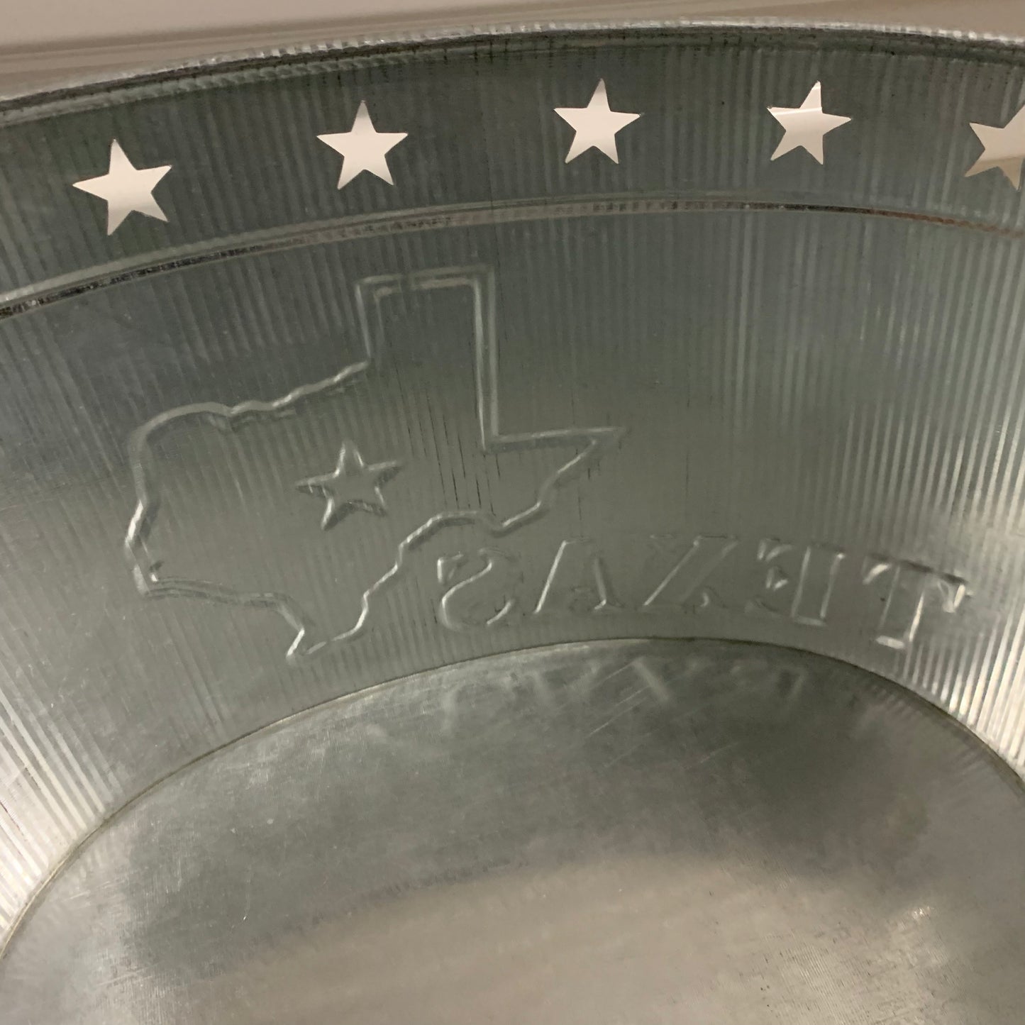 24" TEXAS BUCKET SILVER METAL OVAL TUB BEVERAGE HOLDER WESTERN HOME DECOR HANDMADE NEW #EH12495