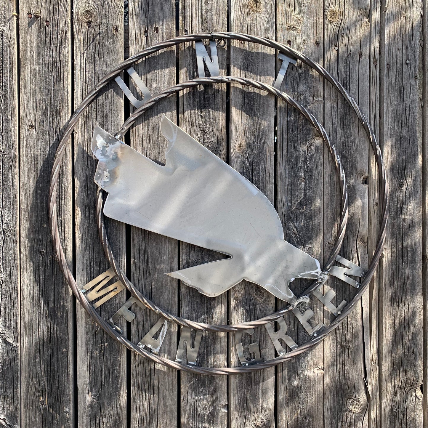 12", 18", 24", 32" UNT MEAN GREEN RAW METAL CUSTOM VINTAGE CRAFT WALL ART TEAM SIGN HANDMADE