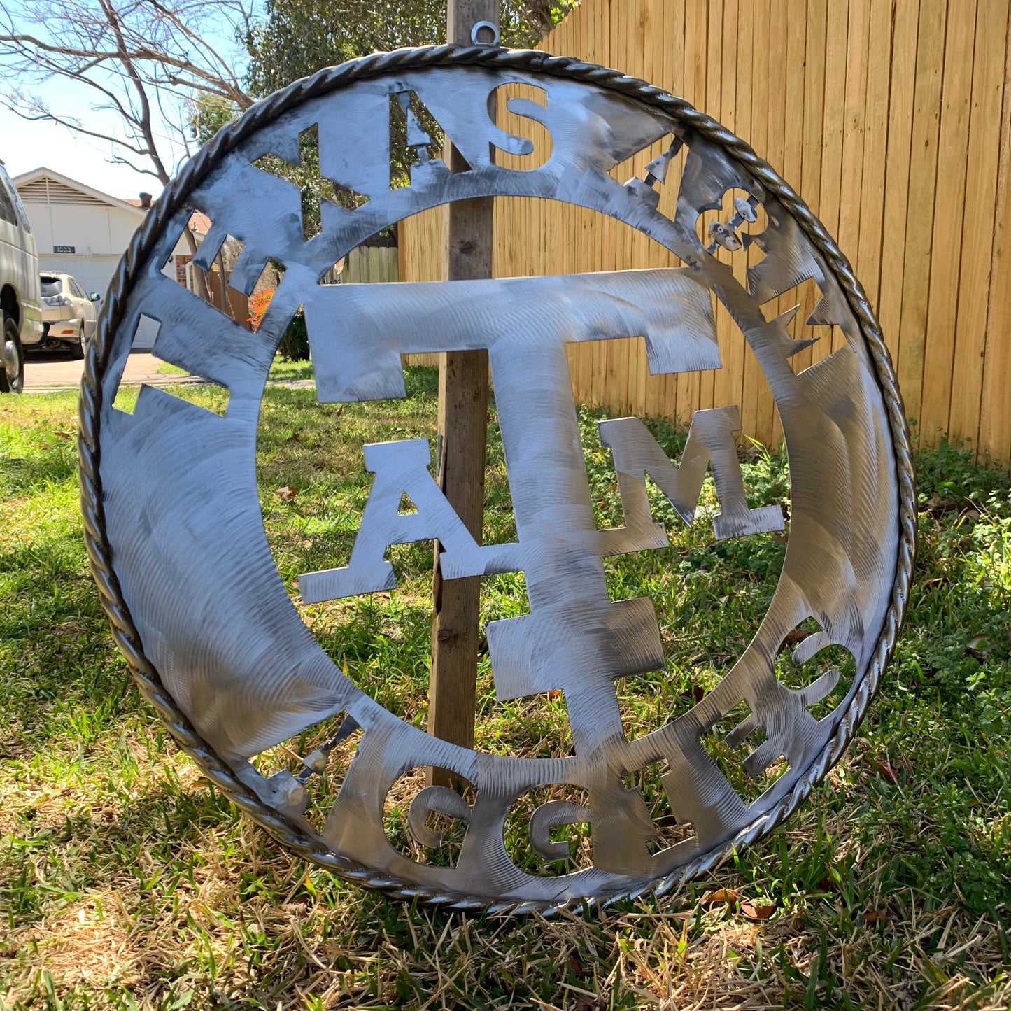 TEXAS A&M WIDE BAND RAW METAL CUSTOM VINTAGE CRAFT WALL ART TEAM SIGN HANDMADE