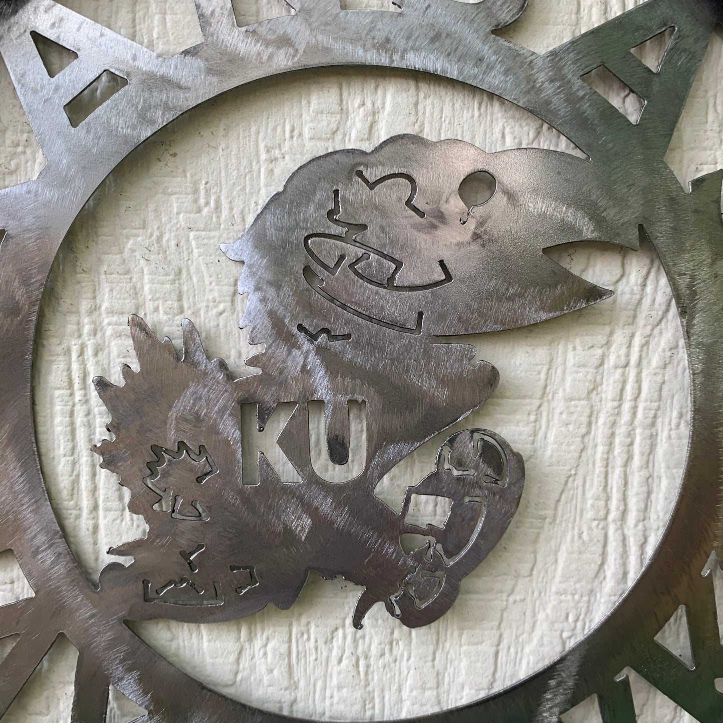 KANSAS JAYHAWKS RAW METAL CUSTOM VINTAGE CRAFT WALL ART TEAM SIGN HANDMADE