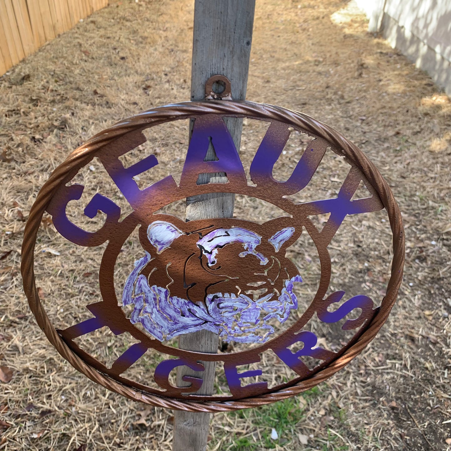 12",18",24",32" GEAUX TIGERS CUSTOM VINTAGE METAL CRAFT TEAM WALL ART HANDMADE
