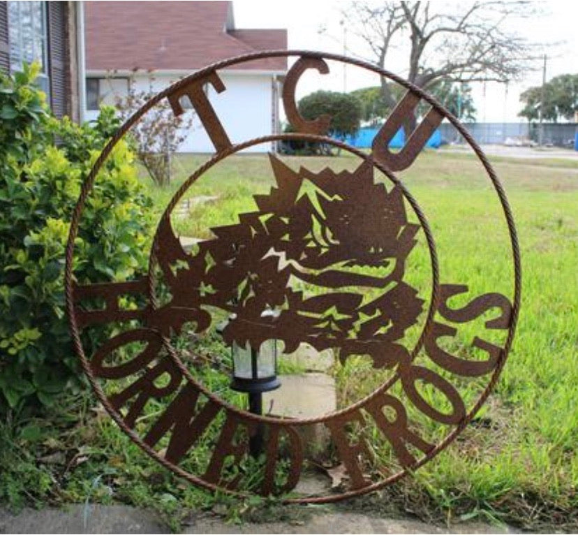 12", 18", 24", 32" TCU HORNED FROGS CUSTOM VINTAGE CRAFT METAL TEAM SIGN HANDMADE