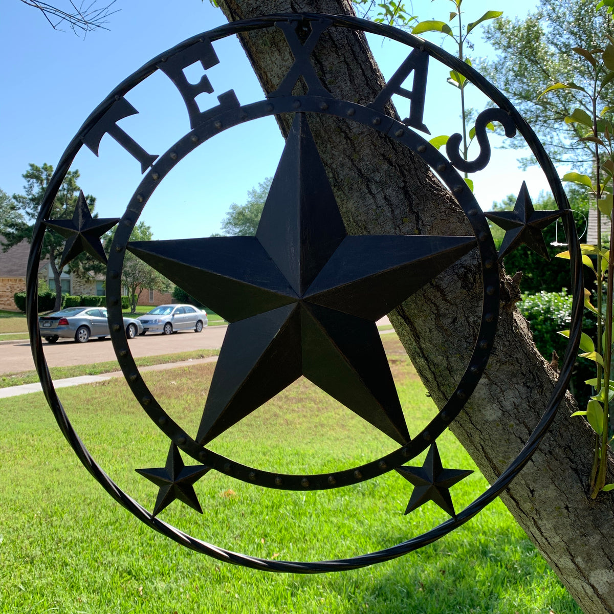 24" TEXAS BEADED COLIBROX BARN STAR METAL LONE STAR WESTERN HOME DECOR HANDMADE RUSTIC BRONZE COPPER NEW