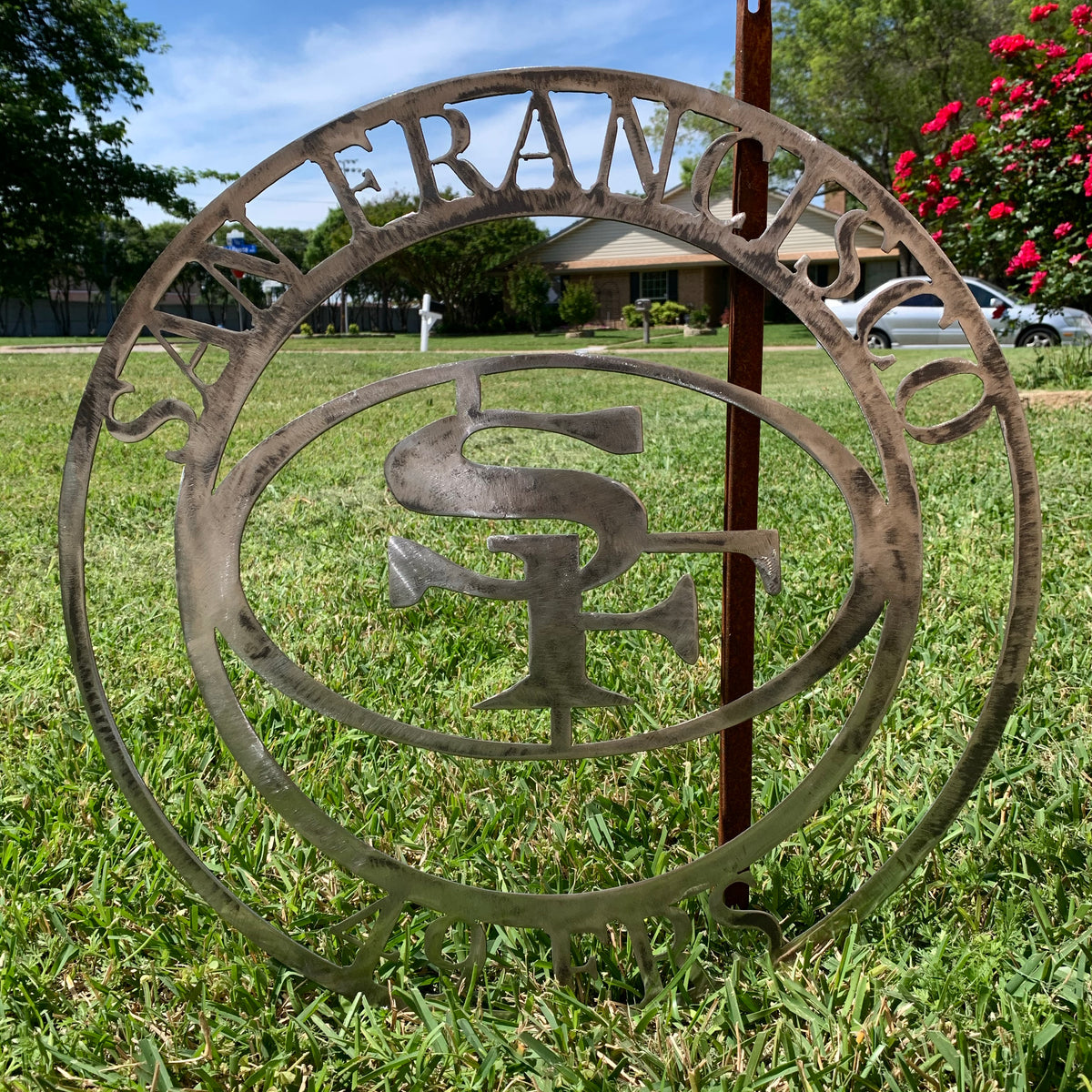 SAN FRANCISCO 49ERS METAL CUSTOM VINTAGE RAW METAL CRAFT TEAM SIGN HANDMADE 12",18",24",32",36",40",50"