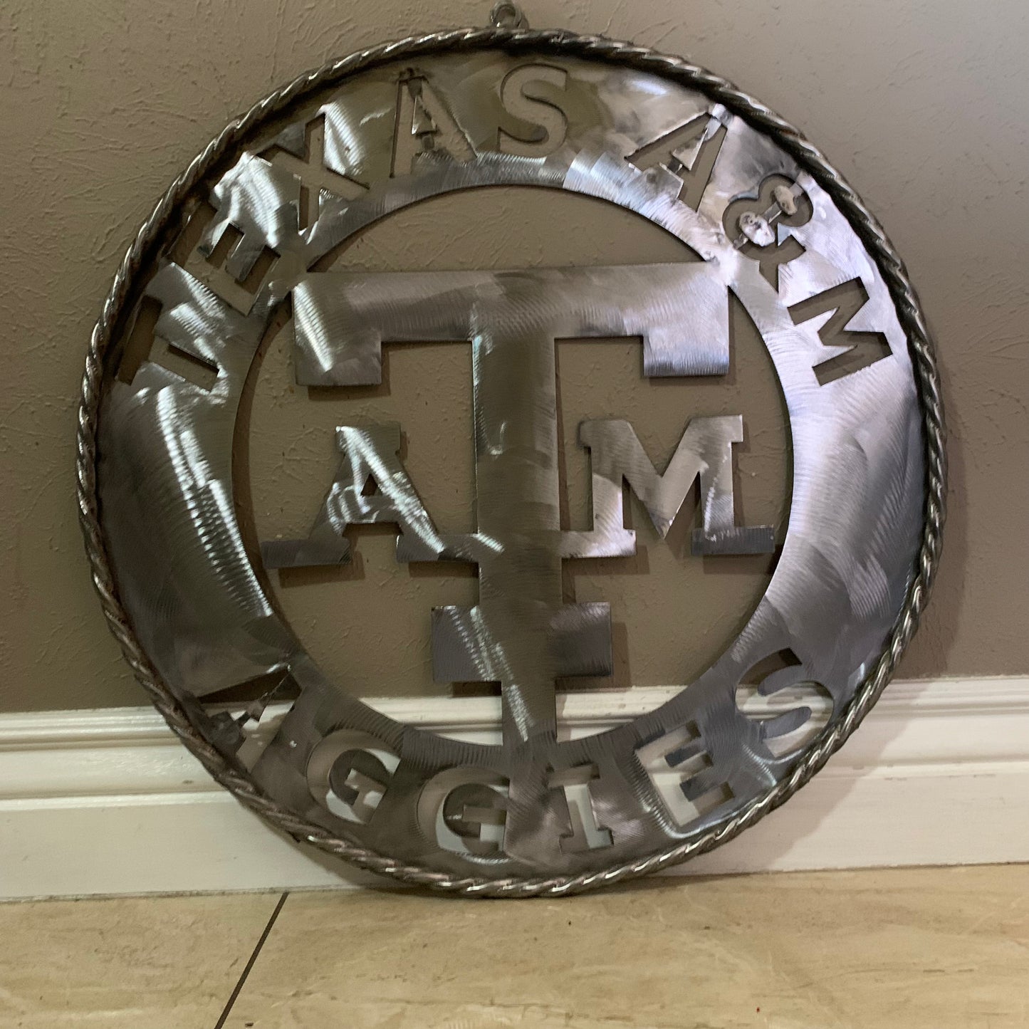 TEXAS A&M WIDE BAND RAW METAL CUSTOM VINTAGE CRAFT WALL ART TEAM SIGN HANDMADE
