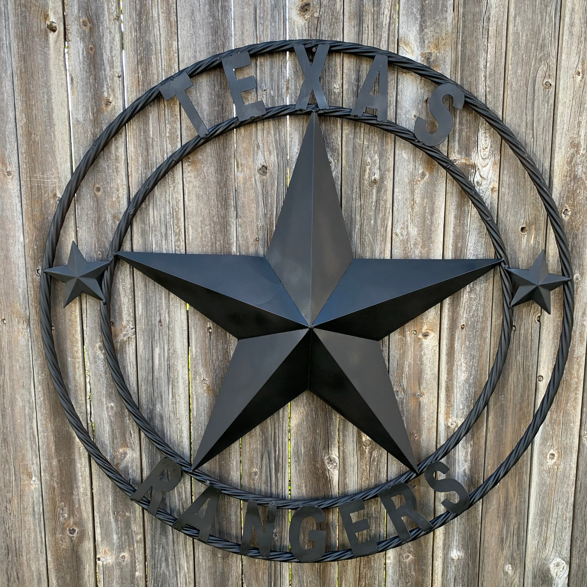 TEXAS RANGERS BLACK LONE STAR METAL TEAM WESTERN HOME DECOR CRAFT