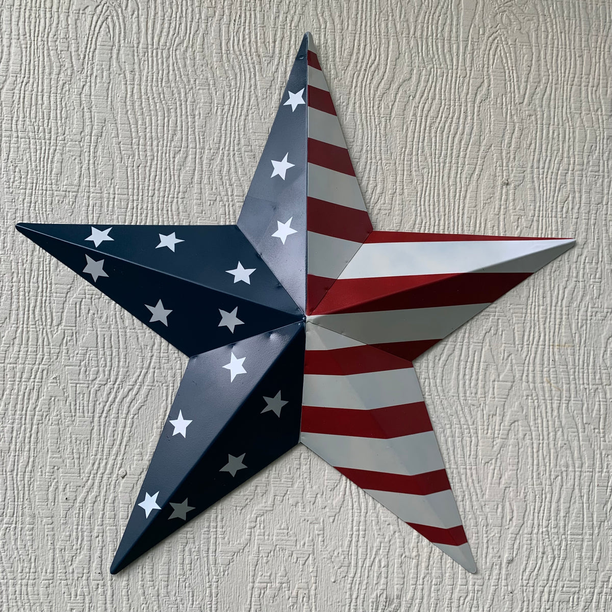 12",16",24",30",36" USA AMERICAN FLAG STAR STYLE#9 RED WHITE & BLUE METAL BARN STAR METAL WALL ART HANDMADE