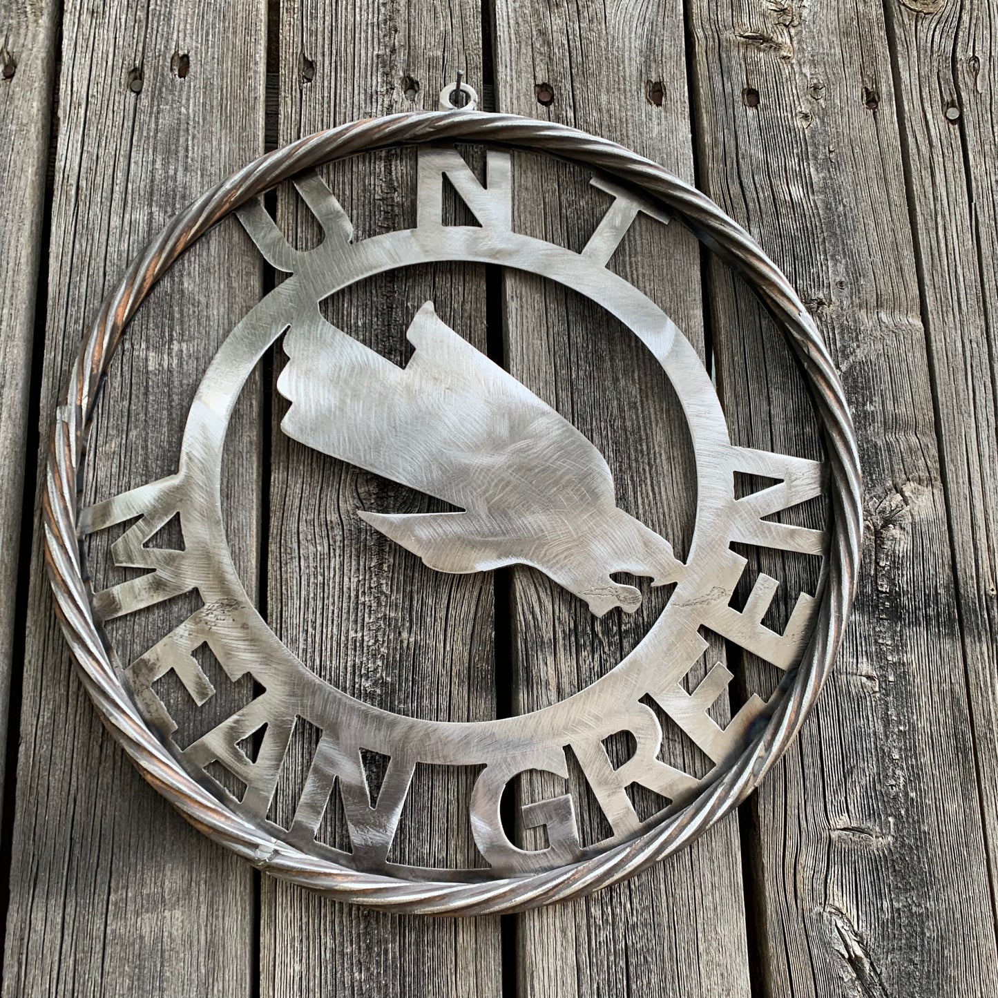 12", 18", 24", 32" UNT MEAN GREEN RAW METAL CUSTOM VINTAGE CRAFT WALL ART TEAM SIGN HANDMADE