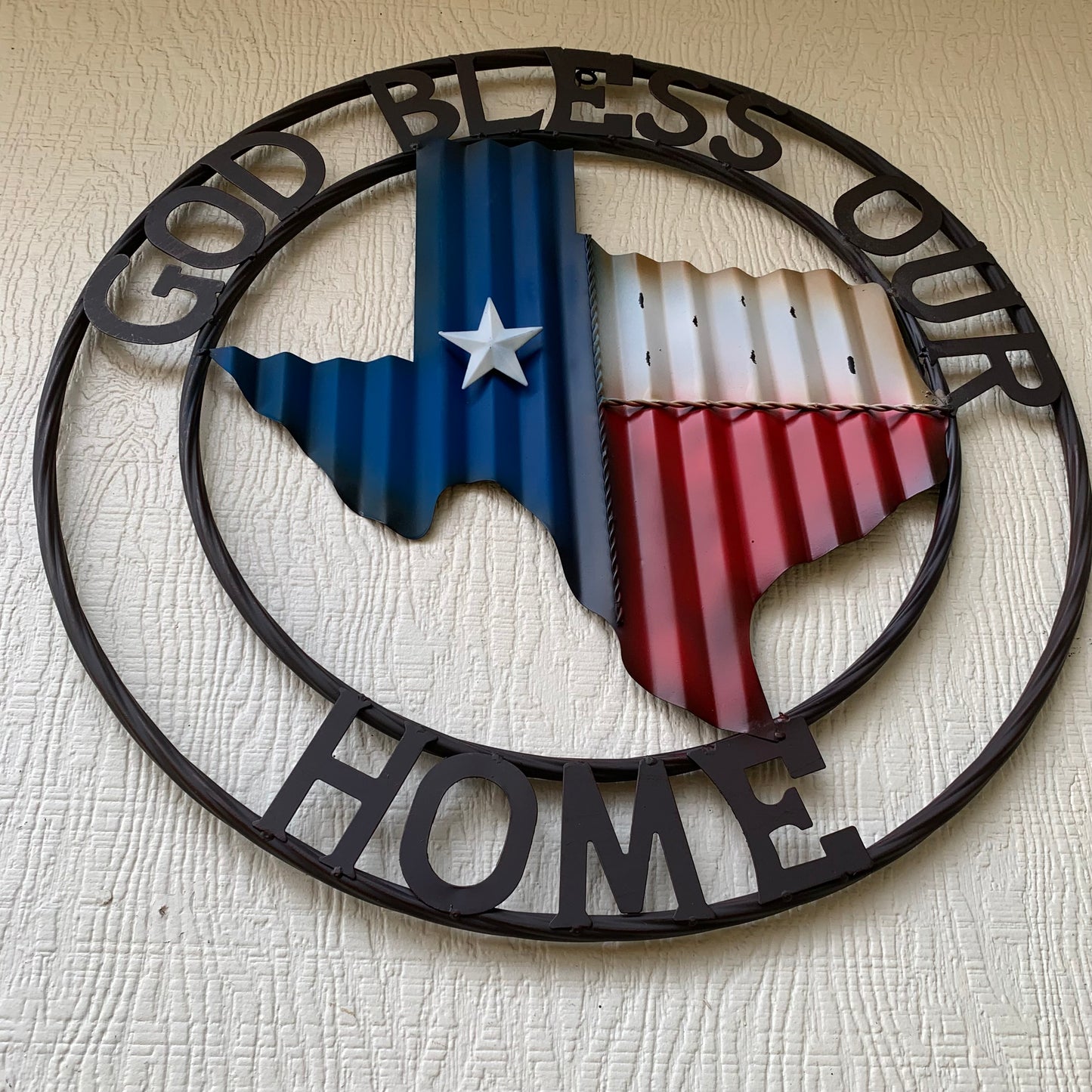 24" WAVY GOD BLESS PUR HOME STATE OF TEXAS METAL CRAFT SIN WESTERN HOME DECOR HANDMADE NEW #EH12970
