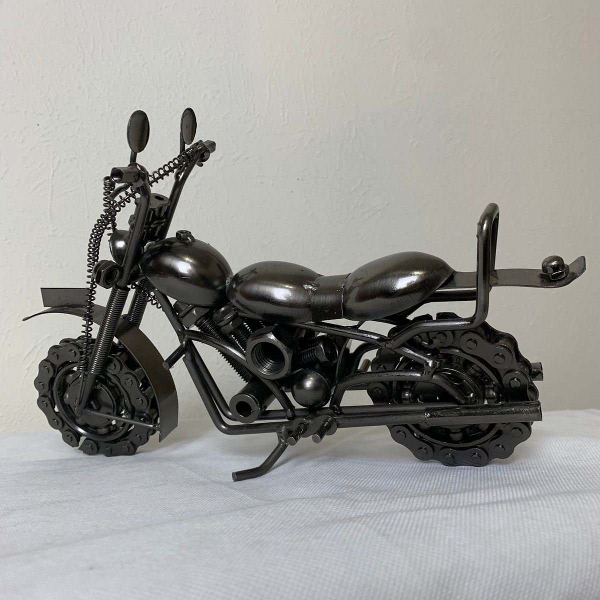 12" HARLEY STYLE MOTORCYCLE GUN METAL WESTERN HOME BAR DECOR NEW