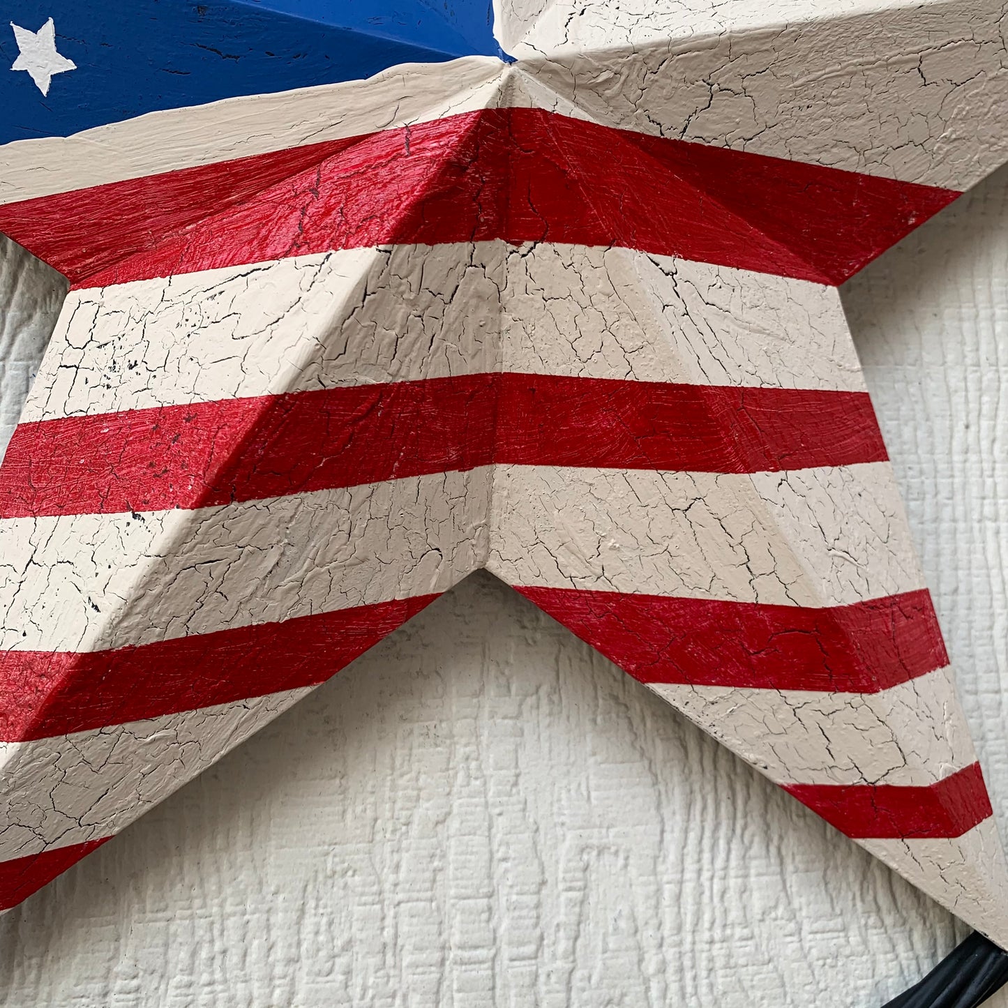 24" AMERICAN USA FLAG CRACKLE STAR METAL WALL ART WESTERN HOME DECOR HANDMADE NEW