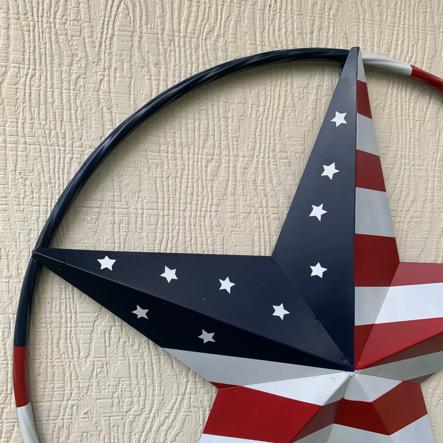 USA FLAG STAR AMERICAN FLAG METAL3D TWIST ROPE RING RED WHT BLUE WESTERN HOME DECOR HANDMADE #EH11925, 12",24",36",48"