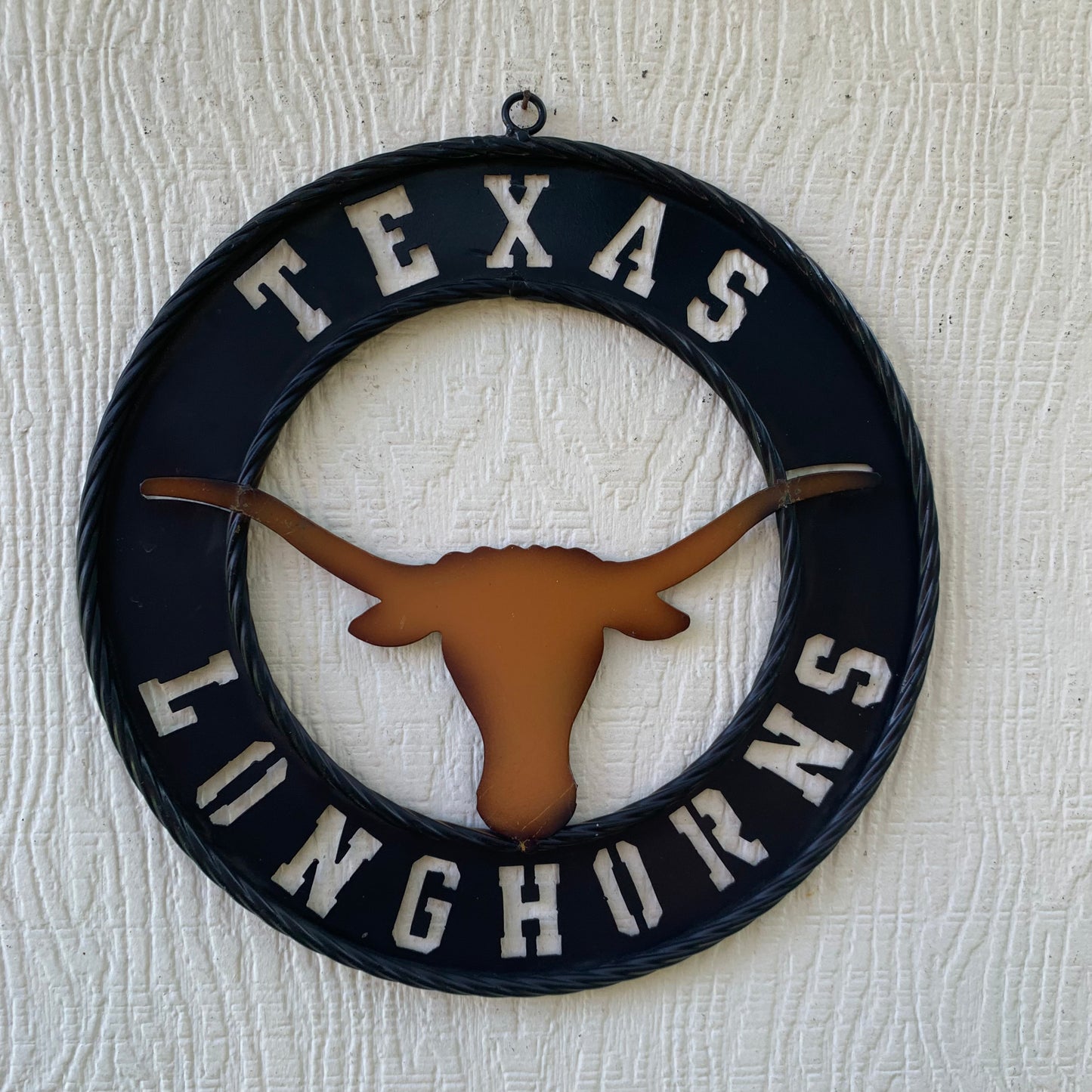 TEXAS LONGHORNS WIDE BAND RING METAL CUSTOM VINTAGE CRAFT WALL ART TEAM SIGN HANDMADE