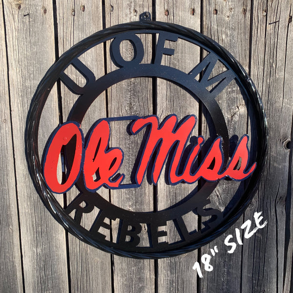 OLE MISS REBELS MISSISSIPPI METAL CUSTOM VINTAGE CRAFT TEAM SIGN HANDMADE