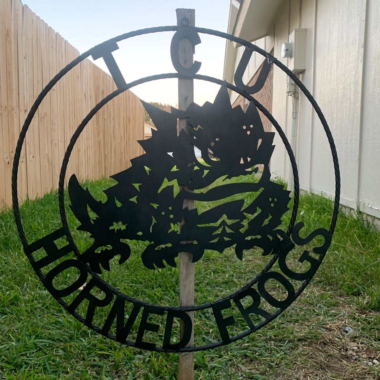 TCU HORNED FROGS BLACK CUSTOM METAL VINTAGE CRAFT TEAM SIGN HANDMADE