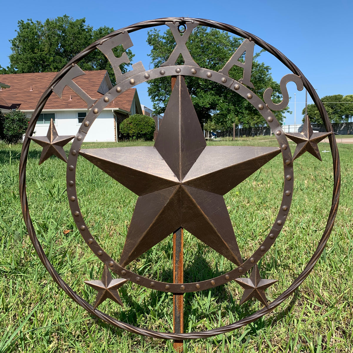 24" TEXAS BEADED COLIBROX BARN STAR METAL LONE STAR WESTERN HOME DECOR HANDMADE RUSTIC BRONZE COPPER NEW