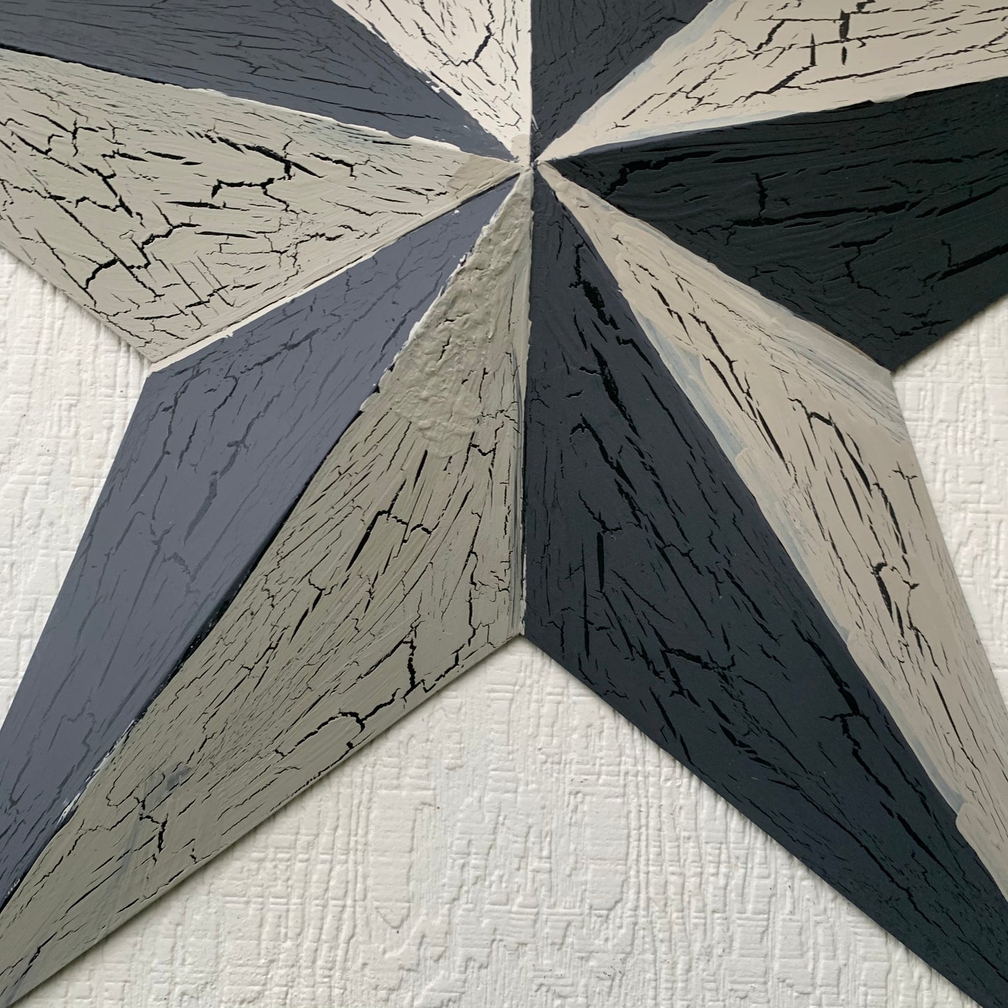 CRACKLE STYLE BEIGE & BLACK METAL BARN STAR METAL WALL ART WESTERN HOME DECOR RUSTIC NEW