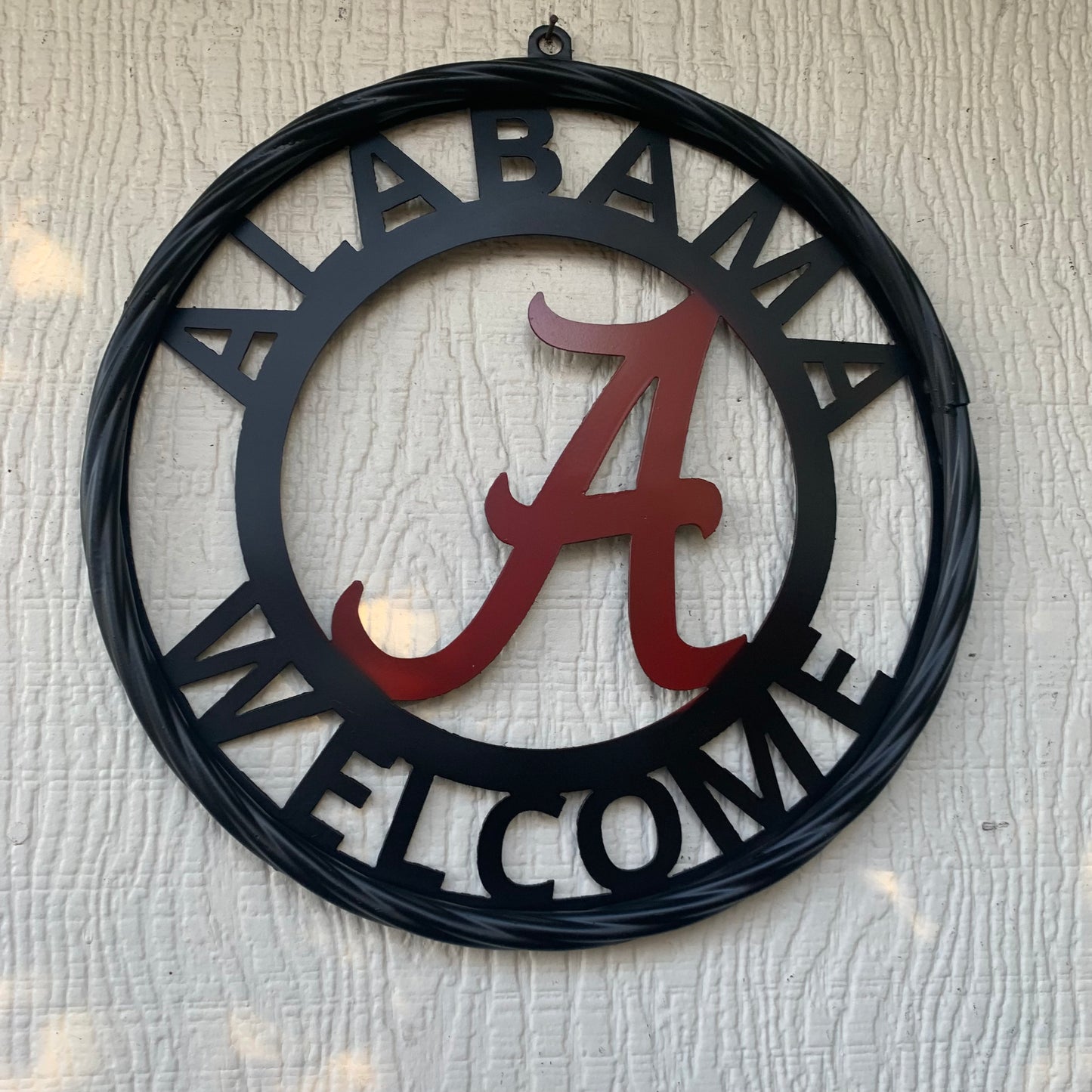 ALABAMA WELCOME RED & BLACK CUSTOM METAL VINTAGE SIGN TEAM HANDMADE
