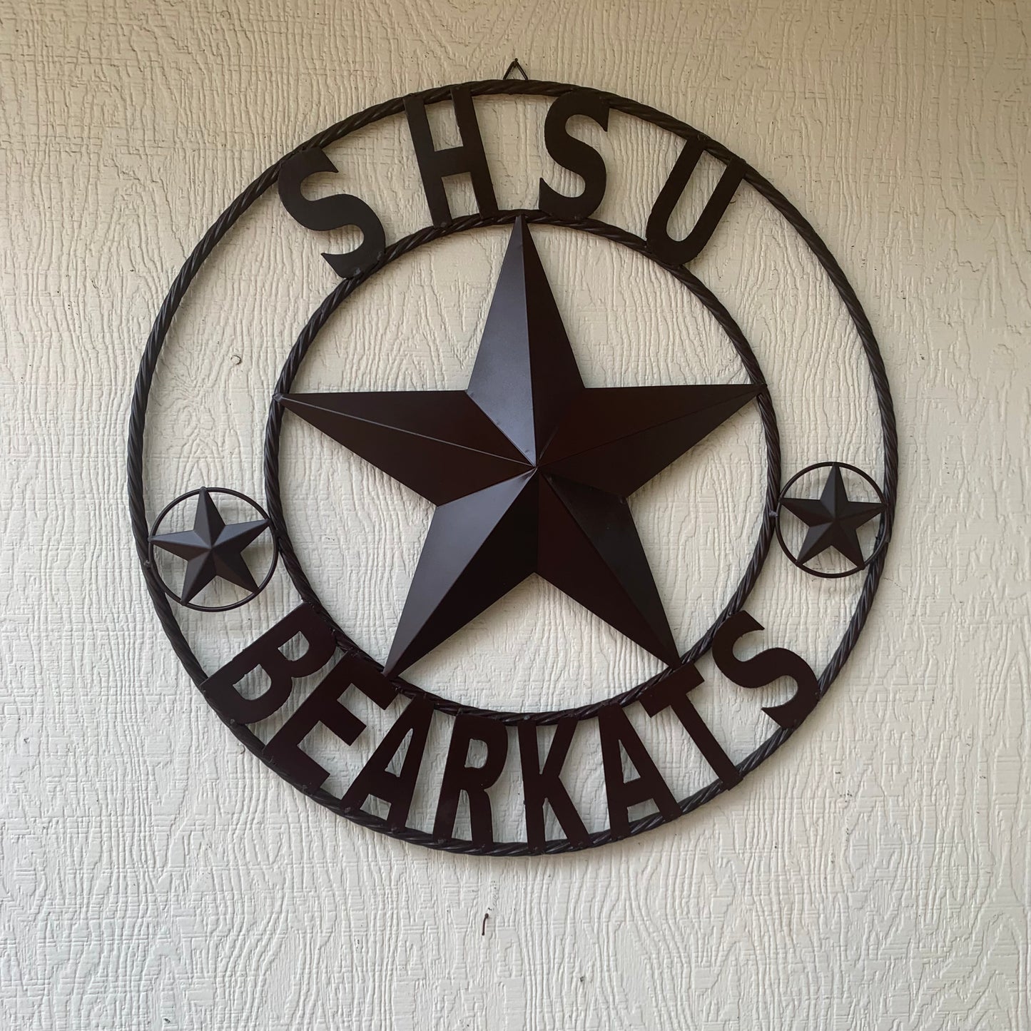 24",32" SHSU SAM HOUSTON BEARKATS RUSTIC BROWN METAL CUSTOM VINTAGE CRAFT RUSTIC BROWN TEAM STAR HANDMADE