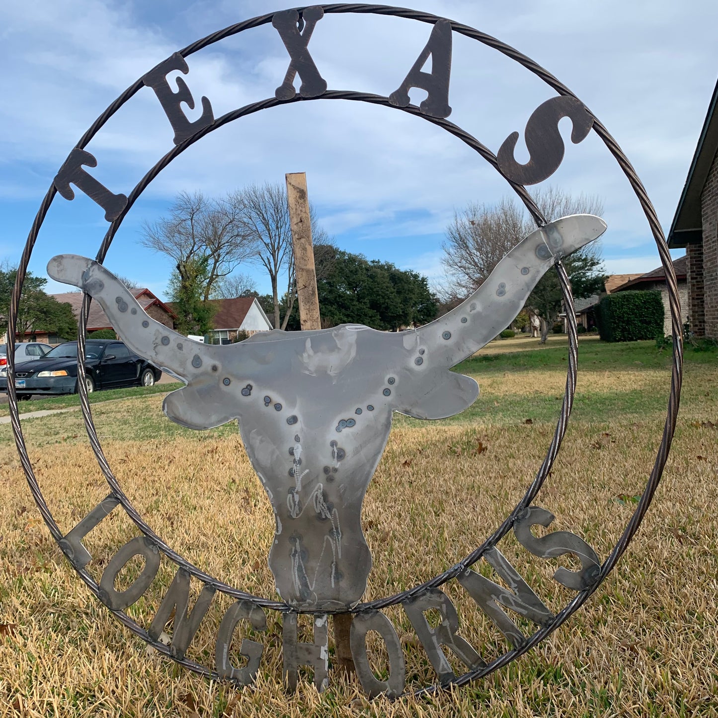 50" TEXAS LONGHORNS LARGE CUSTOM RAW METAL VINTAGE CRAFT SIGN TEAM ART UNPAINTED WESTERN HOME DECOR HANDMADE STEEL #EH12570