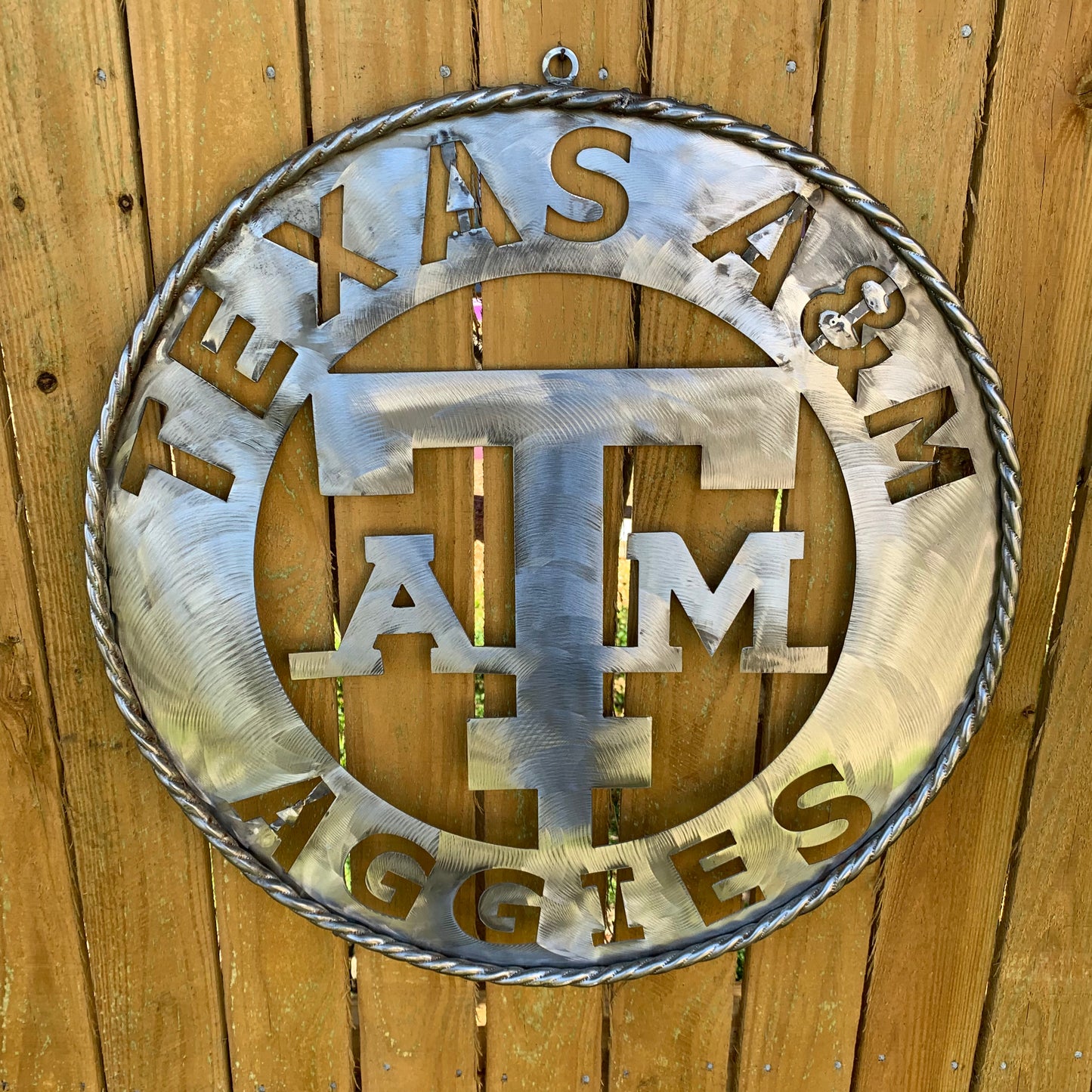TEXAS A&M WIDE BAND RAW METAL CUSTOM VINTAGE CRAFT WALL ART TEAM SIGN HANDMADE