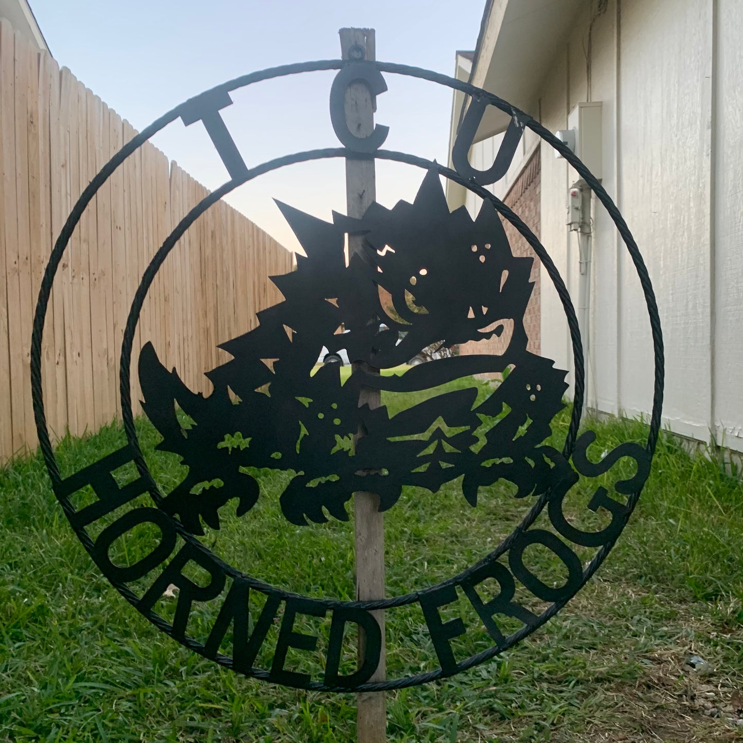 TCU HORNED FROGS BLACK CUSTOM METAL VINTAGE CRAFT TEAM SIGN HANDMADE