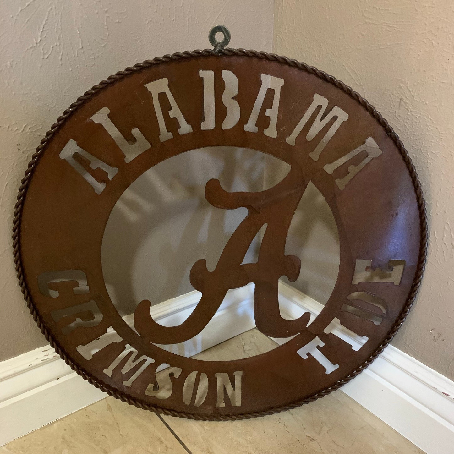 ALABAMA CRIMSON TIDE LASERCUT CUSTOM METAL VINTAGE TEAM CRAFT RUSTIC BRONZE HANDMADE