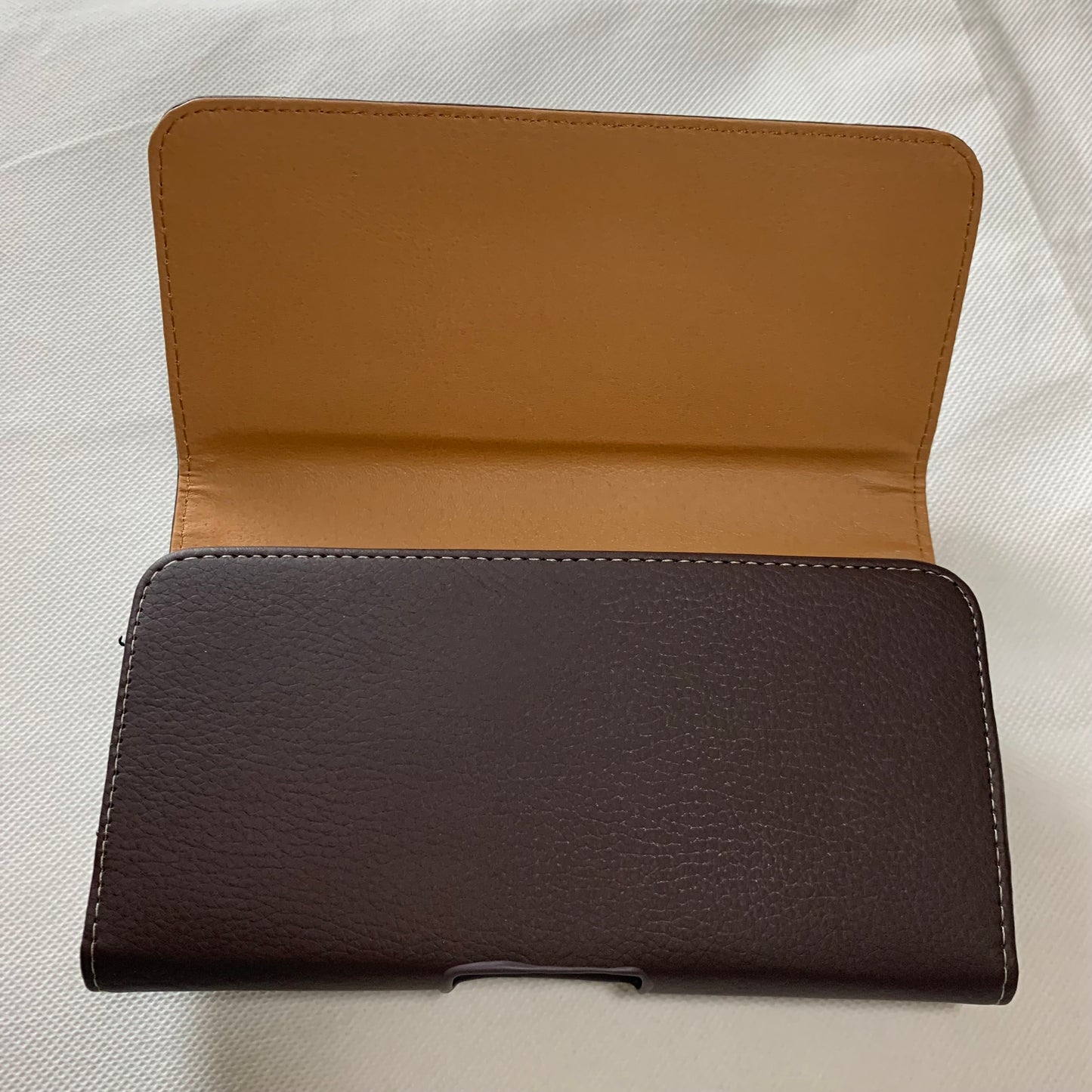 6.6" LUXMO COFFEE BROWN LEATHER EXTRA LARGE POUCH BELT LOOP HOLSTER CELL PHONE CASE UNIVERSAL OVERSIZE #LU20