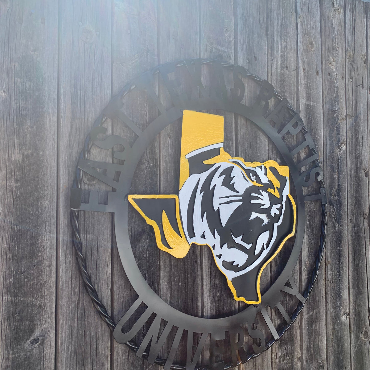 EAST TEXAS BAPTIST UNIVERSITY METAL CUSTOM VINTAGE CRAFT SIGN WALL ART TEAM HANDMADE