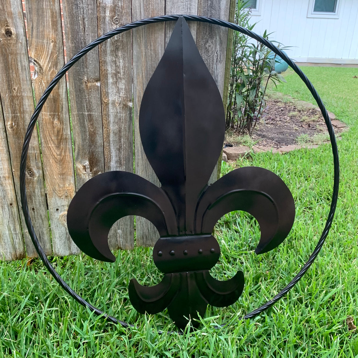 24", 36" GLOSS BLACK FLEUR DE LIS METAL WALL ART SIGN WESTERN HOME DECOR HANDMADE NEW #EH10645