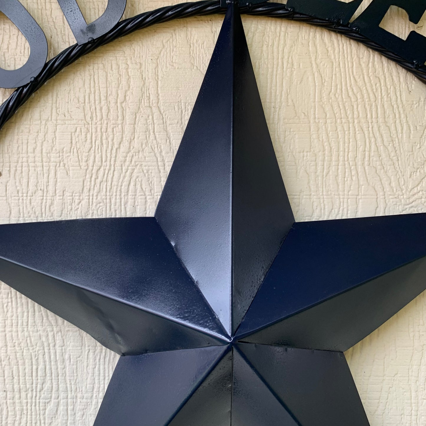 GOD BLESS AMERICA NAVY BLUE METAL BARN STAR RING ART WESTERN HOME DECOR NEW-#EH10131
