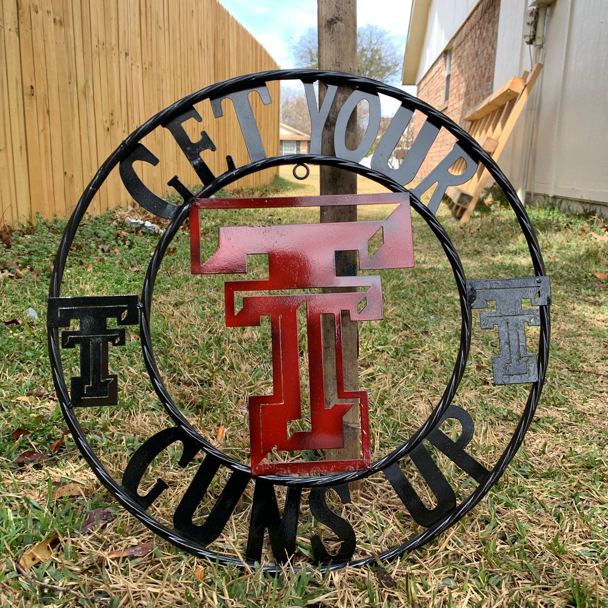 12", 18", 24", 32" GET YOUR GUNS UP TEXAS TECH CUSTOM METAL VINTAGE CRAFT TEAM SIGN