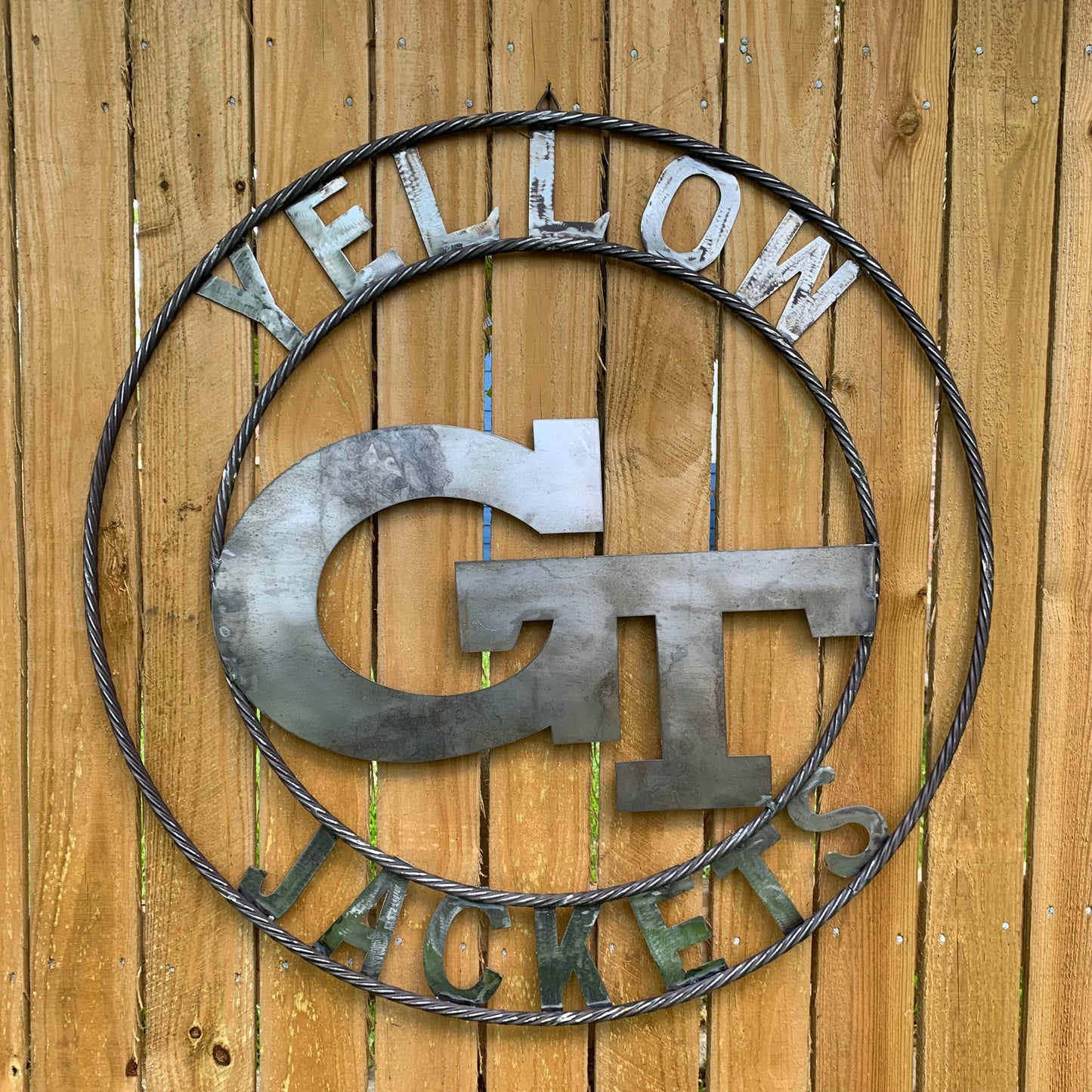 GEORGIA TECH YELLOW JACKETS CUSTOM RAW METAL VINTAGE CRAFT SIGN UNPAINTED HANDMADE 12",18",24",32",36"