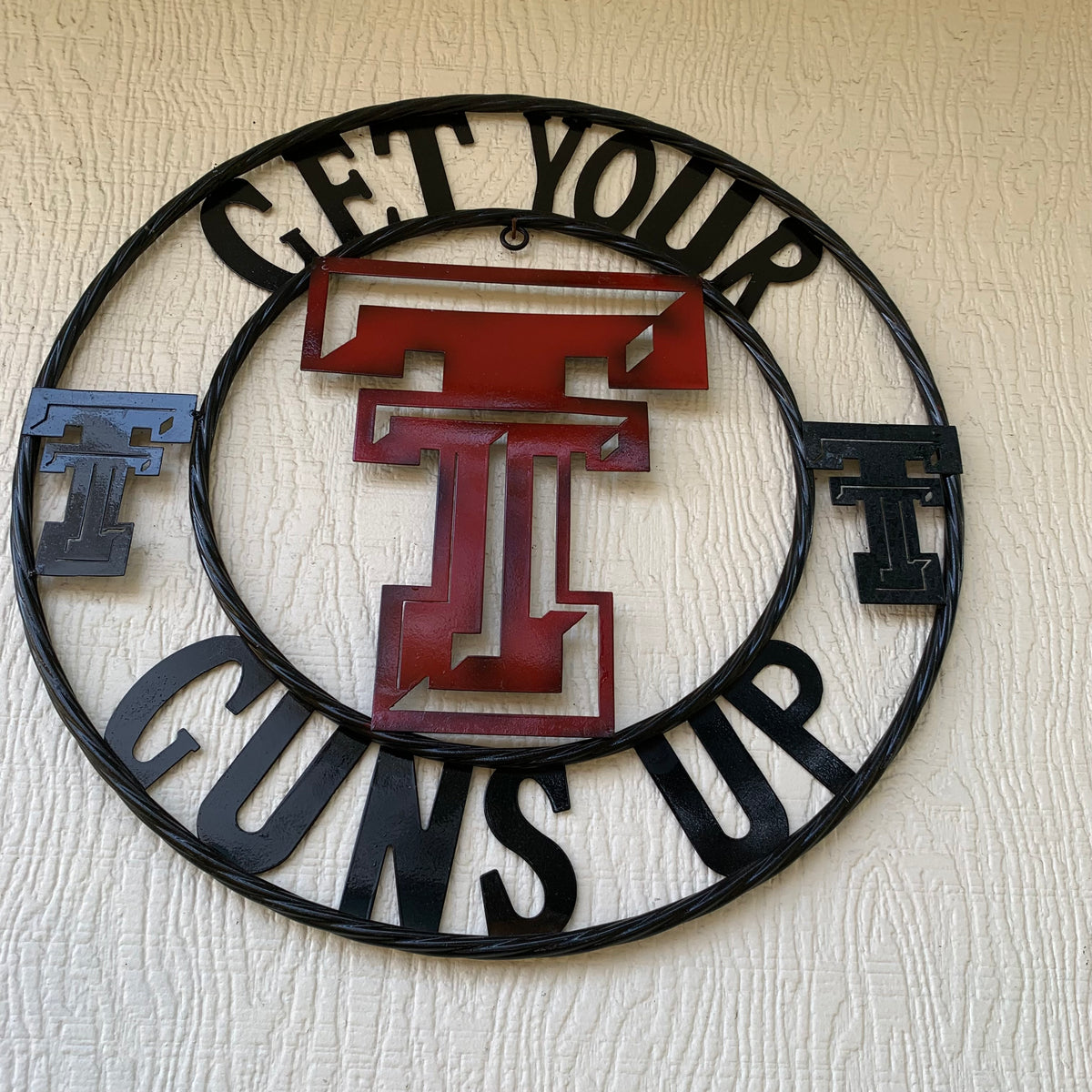 12", 18", 24", 32" GET YOUR GUNS UP TEXAS TECH CUSTOM METAL VINTAGE CRAFT TEAM SIGN